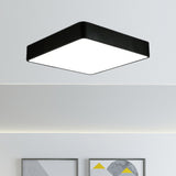 Modern Led Metal Flush Mount Light Fixture - White/Black Square 14/18/23.5 Wide Living Room