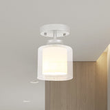 Contemporary Cylinder Semi Flush Ceiling Light With Glass Shade - Black/Silver/Gold Finish 1 Bulb