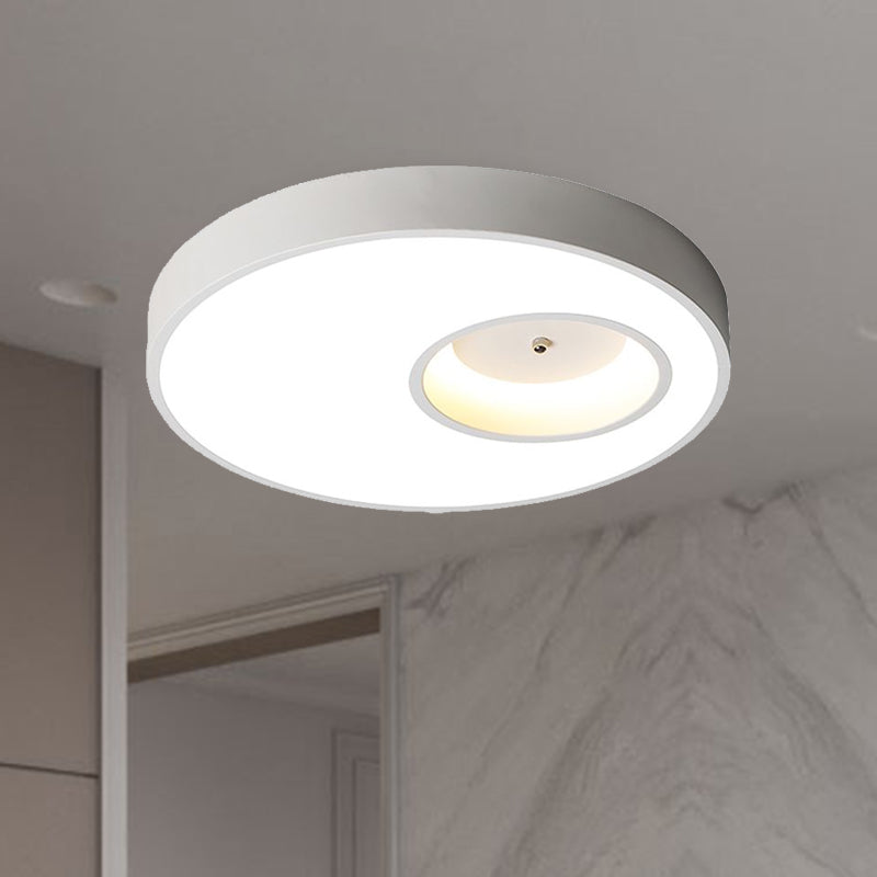 Contemporary Black/White Round Ceiling Flush Light 18’/23.5’ Wide - Led Acrylic Lighting For