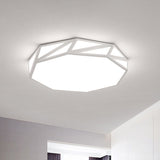 Modern Faceted Ceiling Flush Mount Led Fixture - White/3 Color Light Wooden Bedroom Design 16/19.5 W