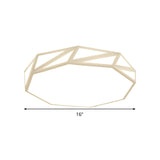 Modern Faceted Ceiling Flush Mount Led Fixture - White/3 Color Light Wooden Bedroom Design 16/19.5 W
