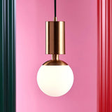 Minimalist Glass Sphere Pendant Light 1-Head Black Ceiling Suspended Lamp 8 Wide