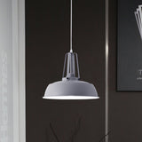 Nordic Stylish Metal Barn Shade Pendant Light - Black/Blue Living Room Ceiling Fixture