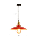 Modern Industrial Bowl Pendant Lamp - 10/12.5 Wide Black/White/Red 1 Light Metal Hanging Perfect For