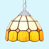 Tiffany-Style Black/White Glass Bowl Pendant Lamp - Handcrafted Suspended Ceiling Light White
