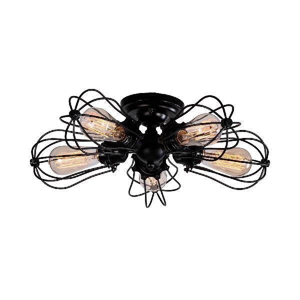 Vintage Style Bulb Shaped Iron Ceiling Light With Wire Guard | Semi Flush Mount 3/4/5 Lights