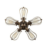 Vintage Style Bulb Shaped Iron Ceiling Light With Wire Guard | Semi Flush Mount 3/4/5 Lights