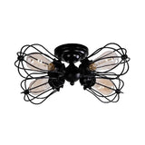 Vintage Style Bulb Shaped Iron Ceiling Light With Wire Guard | Semi Flush Mount 3/4/5 Lights