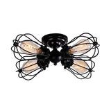 Vintage Style Bulb Shaped Iron Ceiling Light With Wire Guard | Semi Flush Mount 3/4/5 Lights