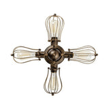 Vintage Style Bulb Shaped Iron Ceiling Light With Wire Guard | Semi Flush Mount 3/4/5 Lights