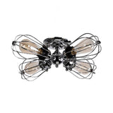 Vintage Style Bulb Shaped Iron Ceiling Light With Wire Guard | Semi Flush Mount 3/4/5 Lights