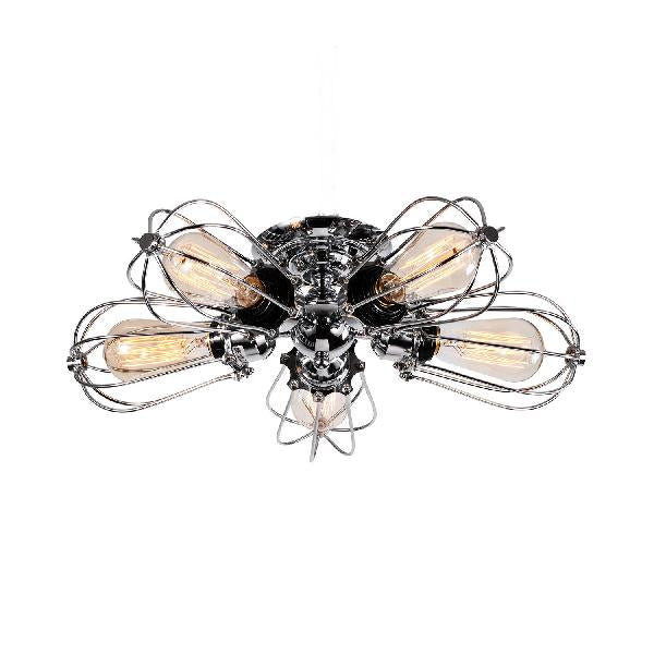 Vintage Style Bulb Shaped Iron Ceiling Light With Wire Guard | Semi Flush Mount 3/4/5 Lights