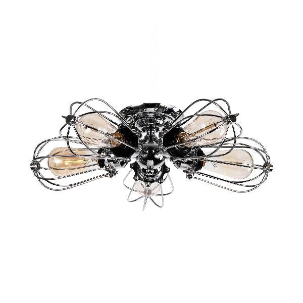 Vintage Style Bulb Shaped Iron Ceiling Light With Wire Guard | Semi Flush Mount 3/4/5 Lights