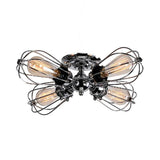 Vintage Style Bulb Shaped Iron Ceiling Light With Wire Guard | Semi Flush Mount 3/4/5 Lights