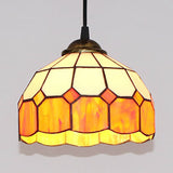 Stained Glass Tiffany-Style Hemisphere Pendant Light With Colorful Bulbs - Ceiling Suspension Lamp