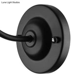 7/11 Dia Vintage Gooseneck Arm Metal Wall Lamp With Bare Bulb In Black