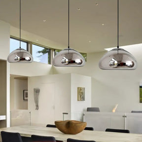 7’/12’ Doublewalled Pendant Lighting Postmodern Glass Suspension Lamp - Silver/Gold/Bronze