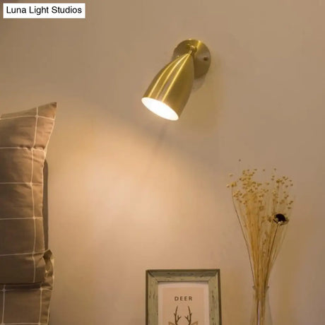 7.5/12 W Brass Wall Sconce - Modern Tapered/Drum/Oval Design Gold Finish