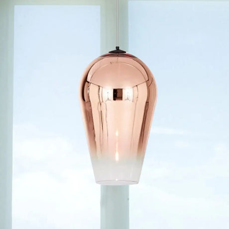 7/8’ Wide Cannon Pendant Light - Modern Glass 1 Chrome/Gold/Rose Gold Hanging Fixture Rose / 8’