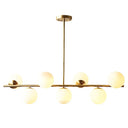 7-Light Modern Gold Metal Island Pendant With Spherical White Glass - Ideal For Dining Table