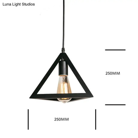 7 Type Modern Black Cage Pendant Lights Iron Minimalist Nordic Pyramid Lamp 8008