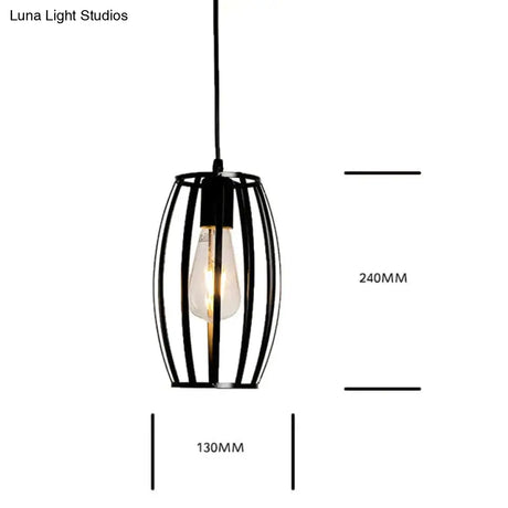 7 Type Modern Black Cage Pendant Lights Iron Minimalist Nordic Pyramid Lamp 8003