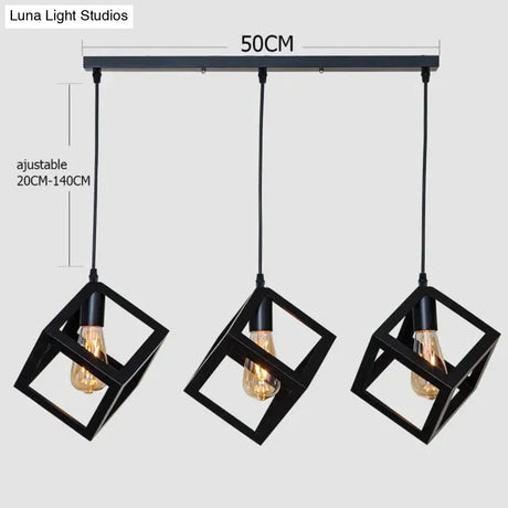 7 Type Modern Black Cage Pendant Lights Iron Minimalist Nordic Pyramid Lamp 8019