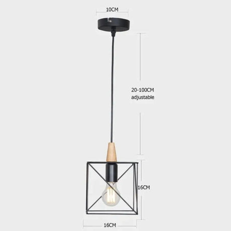 7 Type Modern Black Cage Pendant Lights Iron Minimalist Nordic Pyramid Lamp 8021 Pendant