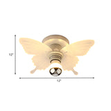 Nordic White Butterfly Led Flush Mount Lamp With Acrylic Shade Corridor Lighting Fixture