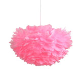 Feather Hanging Fabric Chandelier - 4-Light Modernist Bedroom Ceiling Lighting In White/Grey/Pink