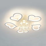 White Acrylic Flush Ceiling Light With Crystal Ball And Led - Luxurious Addition To Any Living Room