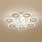 Crystal Ball Led Flush Mount Ceiling Light For Adult Bedroom - Elegant Petal Design In White 7 /