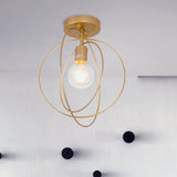 Metallic Rings Semi Flush Light - Retro Stylish Corridor Lighting (Black/Gold)