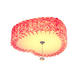 Pastoral Pink Acrylic Led Flushmount With Loving Heart And Crystal Ball Warm/3 Color Lighting