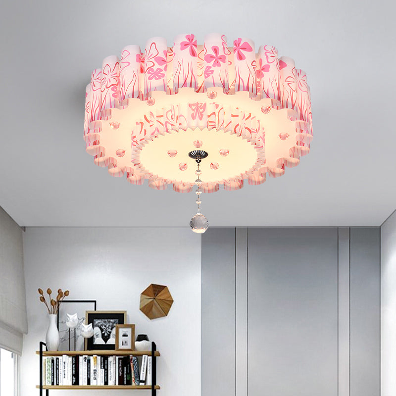 Acrylic Dual-Layered Flushmount Countryside Led Ceiling Lamp For Restaurants With Crystal Ball -