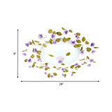 Ambient Led White Glass Semi Flush Ceiling Light - Countryside Purple Domed Design With Flower And