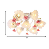 Semi Mount Ceiling Light Fixture - Countryside Spiral Design 7 Lights White Glass Ideal For Living
