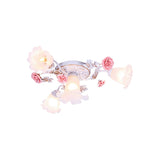 Pastoral White Glass Ceiling Light With Sputnik Design - 4/6/7-Bulb Semi Mount For Bedroom