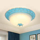Romantic Pastoral Milky Glass Led Ceiling Lamp - Domed Bedroom Flush Mount Choice Of 16/19.5 Wide