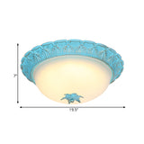 Romantic Pastoral Milky Glass Led Ceiling Lamp - Domed Bedroom Flush Mount Choice Of 16/19.5 Wide
