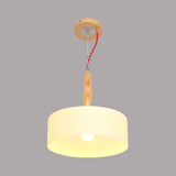 Contemporary Beige 1-Light Restaurant Pendant With White Glass Drum Shade
