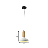 Nordic Metallic Urn Shape Pendant Light Fixture With Wood Cap - White Drop Design