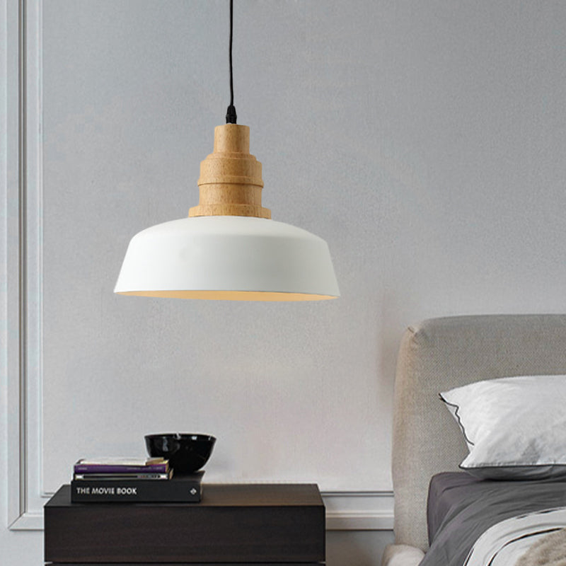 Modern Nordic White Pendant Light With Bowl Iron Shade - Ideal For Restaurants 1-Bulb Hanging