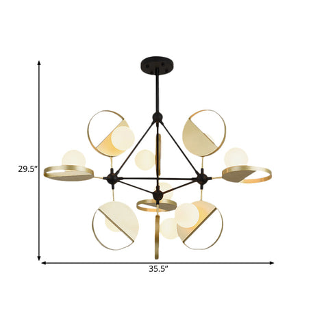 Black And Gold Triangle Frame Led Ceiling Lamp - Post-Modern Style (9 Heads)