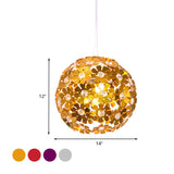 Modernist Silver/Purple/Gold Domed Pendant Ceiling Lamp With Flower Aluminium Shade