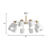 Contemporary Wine Glass Iron Semi Flush Mount Light With Wooden Cap - 5/10 Lights White