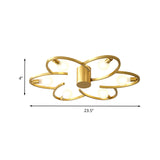 Modern Gold Metallic Flower Semi Flush Mount Ceiling Light With 5/6-Head For Bedrooms