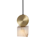 Modern Marble Bedside Pendant Lamp Kit: White With Gold Accent