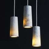 Minimalist Marble Pendant Light - Tube Restaurant Fixture 1 Bulb White