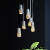 Minimalist Marble Pendant Light - Tube Restaurant Fixture 1 Bulb White